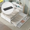 Whisen Full Size Platform Bed with Storage Headboard, USB Port, Twin Size Trundle and 3 Drawers - 2 of 4