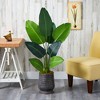 Nearly Natural 50-in Travelers Palm Artificial Tree in Ribbed Metal Planter - 3 of 3