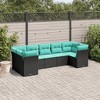 vidaXL 7 Piece Patio Sofa Set with Cushions Black and Blue Poly Rattan - 2 of 4