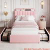 Twin/FULL/Queen/Twin XL Size Kids'Bed Frame with 2 Flexible Drawers, Boucle Upholstered Platform Bed Frame w/ Bookcase Headboard, Bedframe - 4 of 4