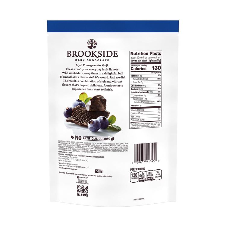 Brookside Dark Chocolate, Acai and Blueberry Flavored Snacking Chocolate Candy - 21oz, 5 of 7