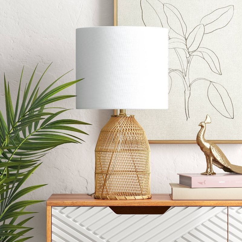 Rattan Diagonal Weave Table Lamp Tan - Opalhouse™, 4 of 12