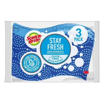 Stay Fresh Blue Non-Scratch Scrub Dots Sponges, 3 Pack