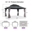 PURPLE LEAF Permanent Hardtop Gazebo Aluminum Frame Gazebo with Galvanized Steel Double Roof, UV-Resistant, Netting & Curtains included - Grey - 3 of 4
