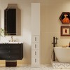 FUFU&GAGA White Fashion Bathroom Cabinet, Mismatch Storage Design, Adjustable Light Strip, Create a Neat and Warm Bathroom Space - 4 of 4