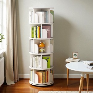 Mshliw 5-Tier 360° Rotating Bookshelf, Round Spinning Bookcase Tower with Space-Saving Design for Bedroom, Living Room, and Office - 1 of 4