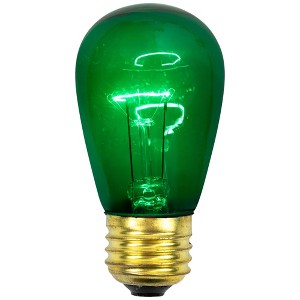 Northlight Pack of 25 Transparent Christmas Replacement S14 Bulbs - Green - 1 of 4