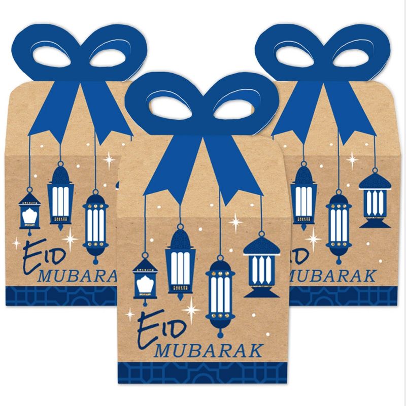 Big Dot of Happiness Eid Mubarak - Square Favor Gift Boxes - Ramadan Party Bow Boxes - Set of 12, 2 of 9