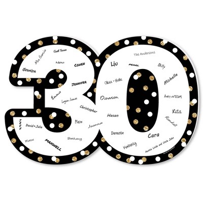 Big Dot of Happiness Adult 30th Birthday - Gold - Guest Book Sign - Birthday Party Guestbook Alternative - Signature Mat