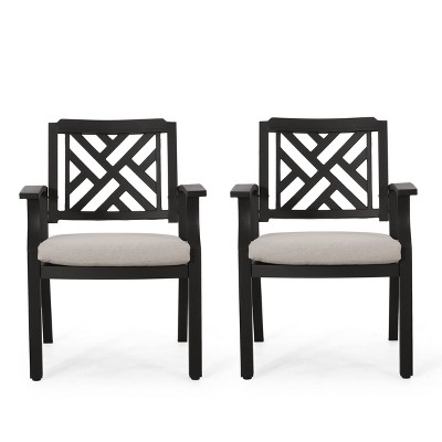 Waterford 2pk Outdoor Aluminum Dining Chairs - Antique Black/Light Beige - Christopher Knight Home