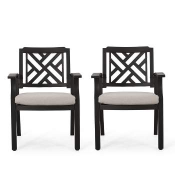 Waterford 2pk Outdoor Aluminum Dining Chairs - Antique Black/Light Beige - Christopher Knight Home