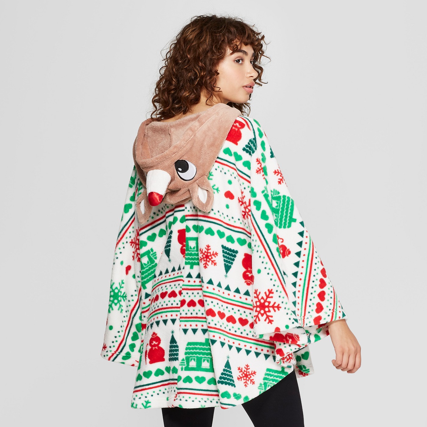 Women's Rudolph the Red-Nosed Reindeer Holiday Fleece Poncho