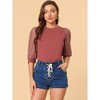 Allegra K Women's Retro Solid Color Blouse Semi Sheer Mesh Puff Sleeve Top - 3 of 4