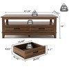 Farmhouse Coffee Table with Drawers, 47.2" Center Table Rustic Coffee Tables Walnut Living Room Table - 3 of 4