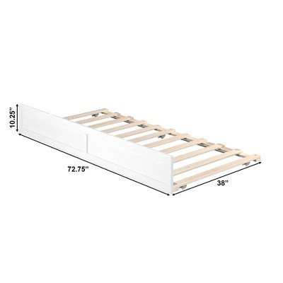 White Twin Wood Frame Trundle Daybed