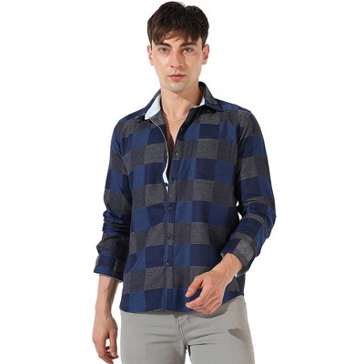 Campus Sutra Men Men's Denim Blue Buffalo Checked Shirt