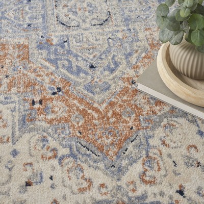 Beige Blue 8' x 10' Vintage Persian Indoor Outdoor Rug