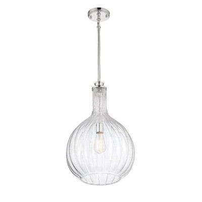Brandon Satin Nickel Glass Pendant Light with Adjustable Height