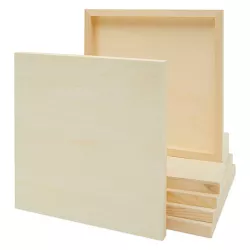Juvale 6 Pack Unfinished Square Wood Panels for Painting, 12x12 Wooden Canvas Boards for Crafts