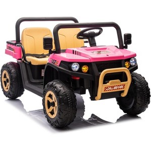 24V Kids 2-Seater Ride On Dump Truck, 4×35W Motors, Electric Bed, Shovel, Remote, Bluetooth, Music & LED Lights - 1 of 4