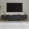 Sapphtopaz TV Stand for TVs Up to 80" Entertainment Center with 2 Storage Cabinets and 4 Drawers T-Shaped Metal Console Table for Living Room - 2 of 4