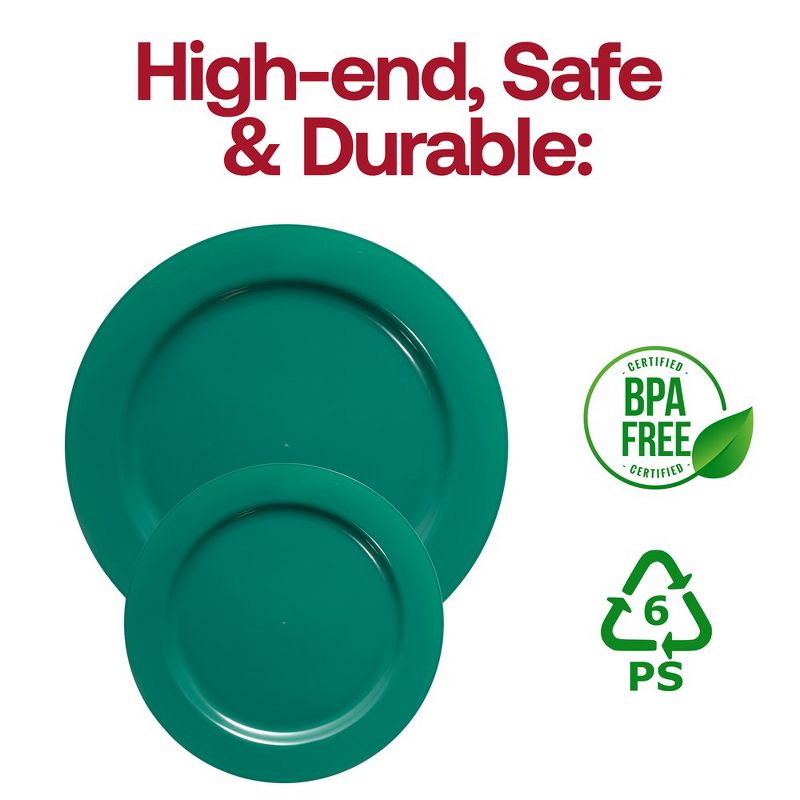 Smarty Had A Party Solid Green Holiday Round Disposable Plastic Dinner Plates (10.25") (120 Plates), 5 of 7