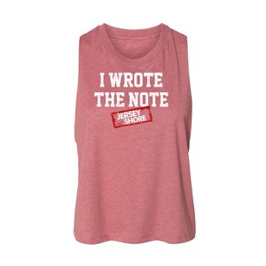 Women's Jersey Shore I Wrote The Note Graphic Racerback Tank - Heather Mauve - Small - 1 of 2
