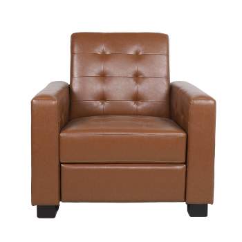 Craigue Contemporary Tufted Faux Leather Pushback Recliner - Christopher Knight Home