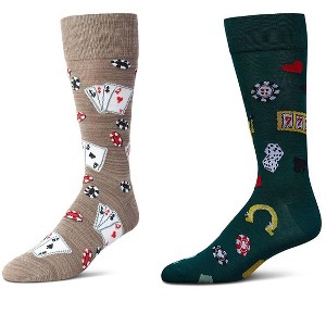 MeMoi Men's 2 Pair Pack Novelty Sports Crew Socks Black 10-13 - 1 of 2