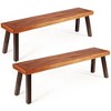 Costway Set of 2 Patio Acacia Wood Dining Bench with Rustic Steel Legs Outdoor Indoor - 2 of 4