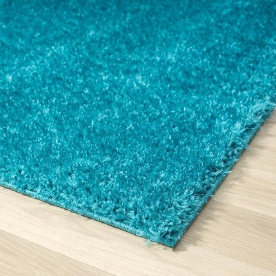 Turquoise 5' x 7' Solid Shag Stain-Resistant Area Rug