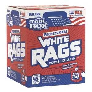 Sellars White Rags, 1-Ply, 9.8 x 12, White, 200 Sheets / Box, 6 Boxes / Carton - 1 of 1