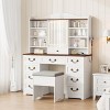 GustoWave Makeup Vanity Desk with Mirror, 10 Drawers & 8 Shelves, Large Vanity Table with Chair for Bedroom, Ample Storage Dressing Table Set - 3 of 4