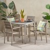 Christopher Knight Home Cape Coral Outdoor Aluminum and Faux Wood 5 Piece Dining Set with Wicker Tabletop - 2 of 4