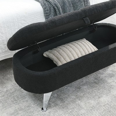 TROPOW  3.8ft Storage Ottoman Bench, Upholstered End of Bed Ottoman Bench with Storage Seating, for Foot in Bedroom, Living