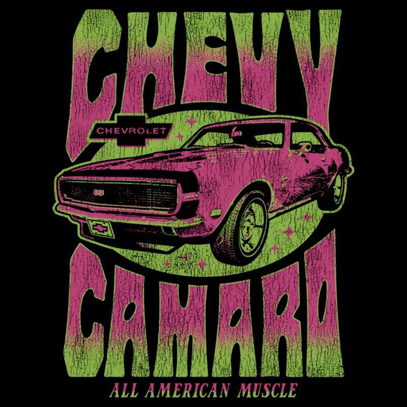 Men's General Motors Retro Pink and Green Chevy Camaro Pull Over Hoodie, 2 of 5
