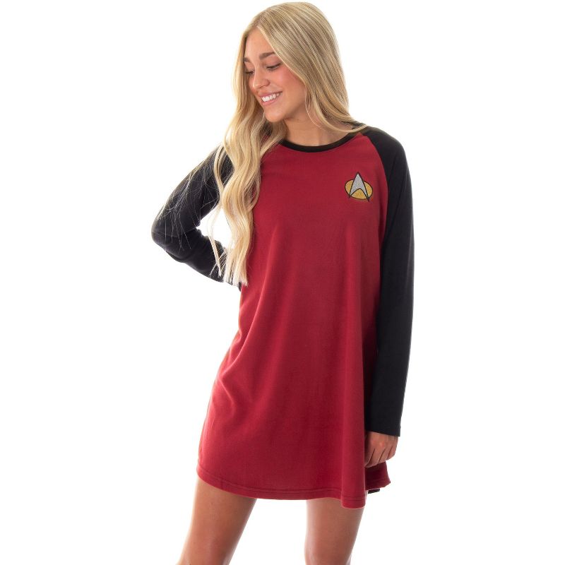 Star Trek Next Generation Women's Juniors Picard Raglan Nightgown Sleep Shirt, 5 of 7