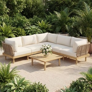 Christopher Knight Home Mason Modern 6-Piece Acacia Wood and Rope