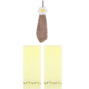 REGALWOVEN 3 Pcs Floral Soft Absorbent Hand Towel for Bathroom Kitchen - 1 of 4