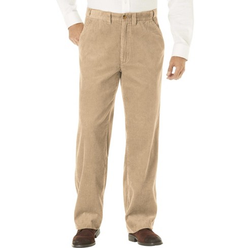 Kingsize Men's Big & Tall Expandable Waist Corduroy Pleat-Front Pants 