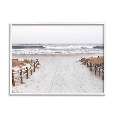 Stupell Industries Beach Waves Foggy Horizon Framed Giclee