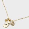14k Gold Dipped Mama Tag and Cubic Zirconia Heart Charm Necklace - Gold - 4 of 4