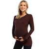 Coolmee Maternity Shirt Long Sleeve Basic Top Ruch Sides Bodycon Tshirt for Pregnant Women with Button - 2 of 4