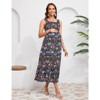 Women Smocked Maternity Boho Dress Summer Casual Spaghetti Strap Ruffle Sleeveless Flowy Maxi Dress Baby Shower Photoshoot - 2 of 4