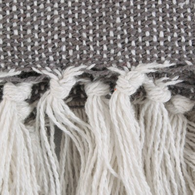 Black Cotton Fringe Throw Blanket 50x60"