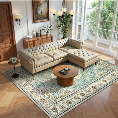 Lahome Boho Traditional 8'x10' Area Rugs Ultra-Thin Soft Washable Rugs for Living Room Non-Shed Print Indoor Carpet for Bedroom Playroom Nursery