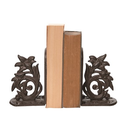 Transpac Metal Black Everyday Flower Bookend Set of 2