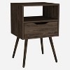 KTMBDW Nightstand, Mid Century Modern Side Table Bedroom with Storage, End Bedside Table with Solid Wood Legs for Living Room, Office, Dark Walnut - 4 of 4