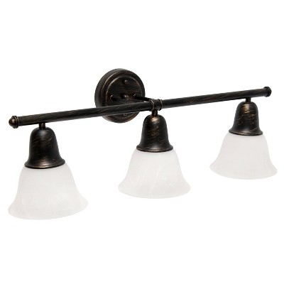 26.5" Oil Rubbed Bronze and Alabaster Glass Vanity Light