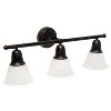3 Light Metal and Alabaster White Glass Shade Vanity Wall Light Fixture with Metal Accents - Lalia Home - 3 of 4